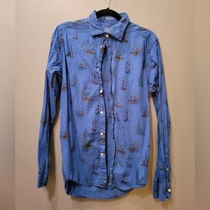Men's Hartford blue nautical button up cotton shirt